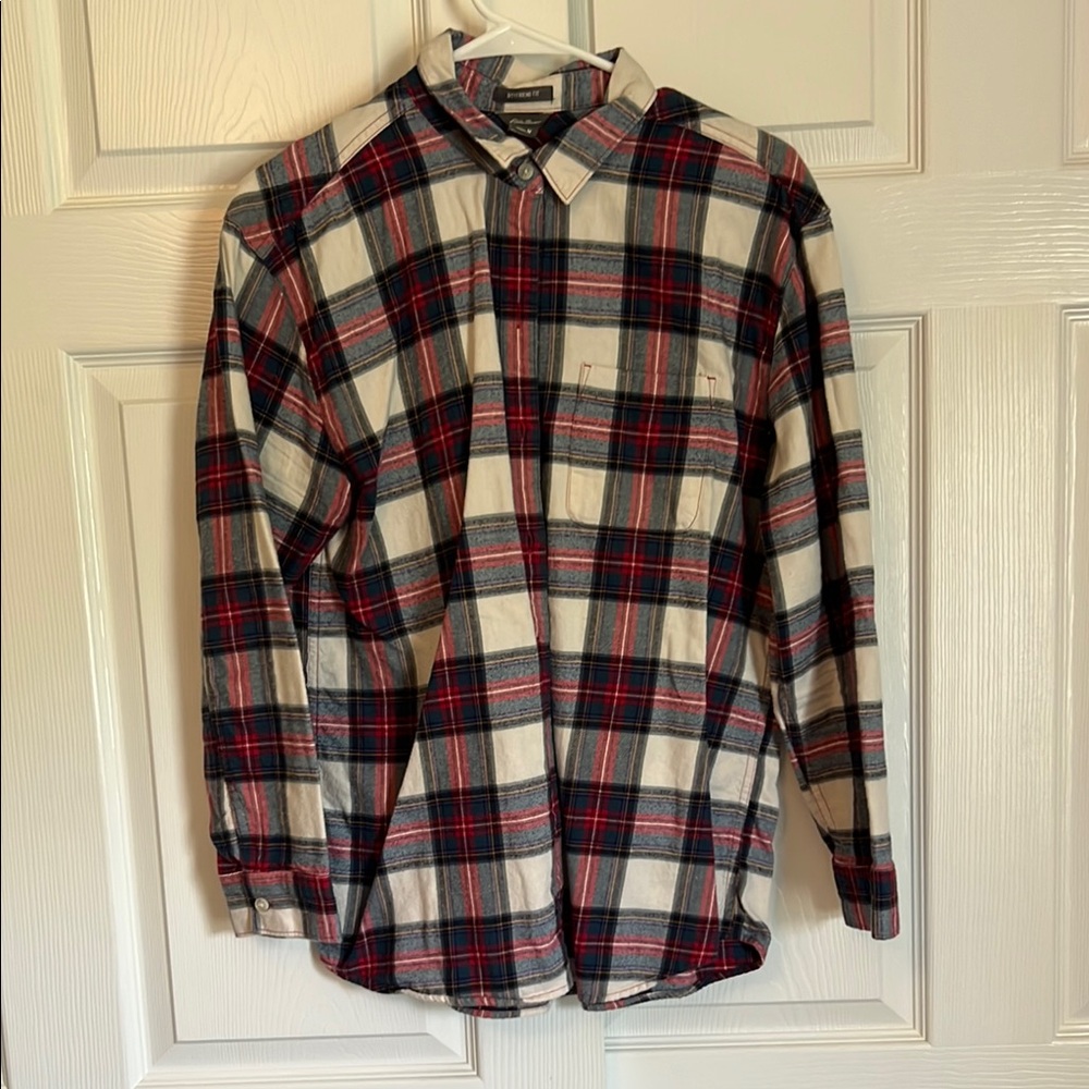 Eddie Bauer Red and Blue Button Down Shirt